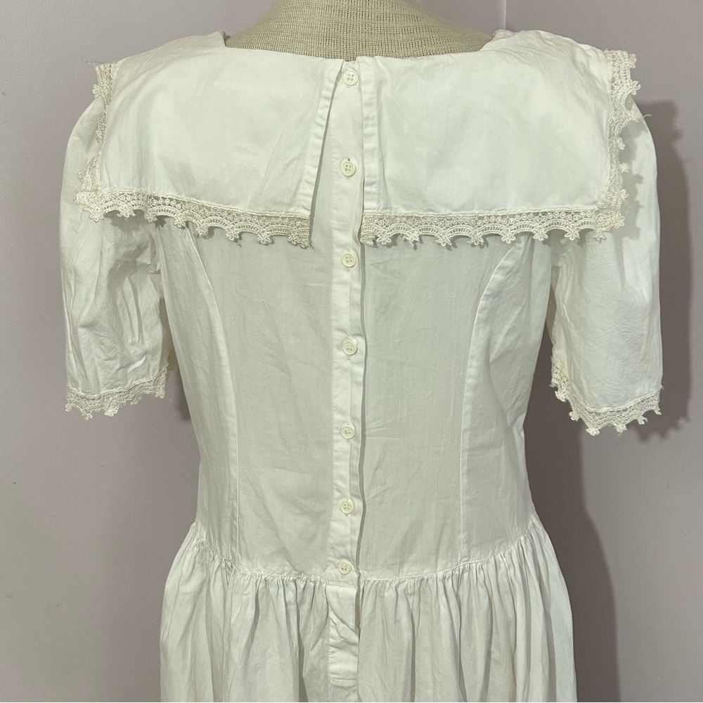 Vintage Sarin New York White Cotton Prairie Dress - Picture 5 of 10